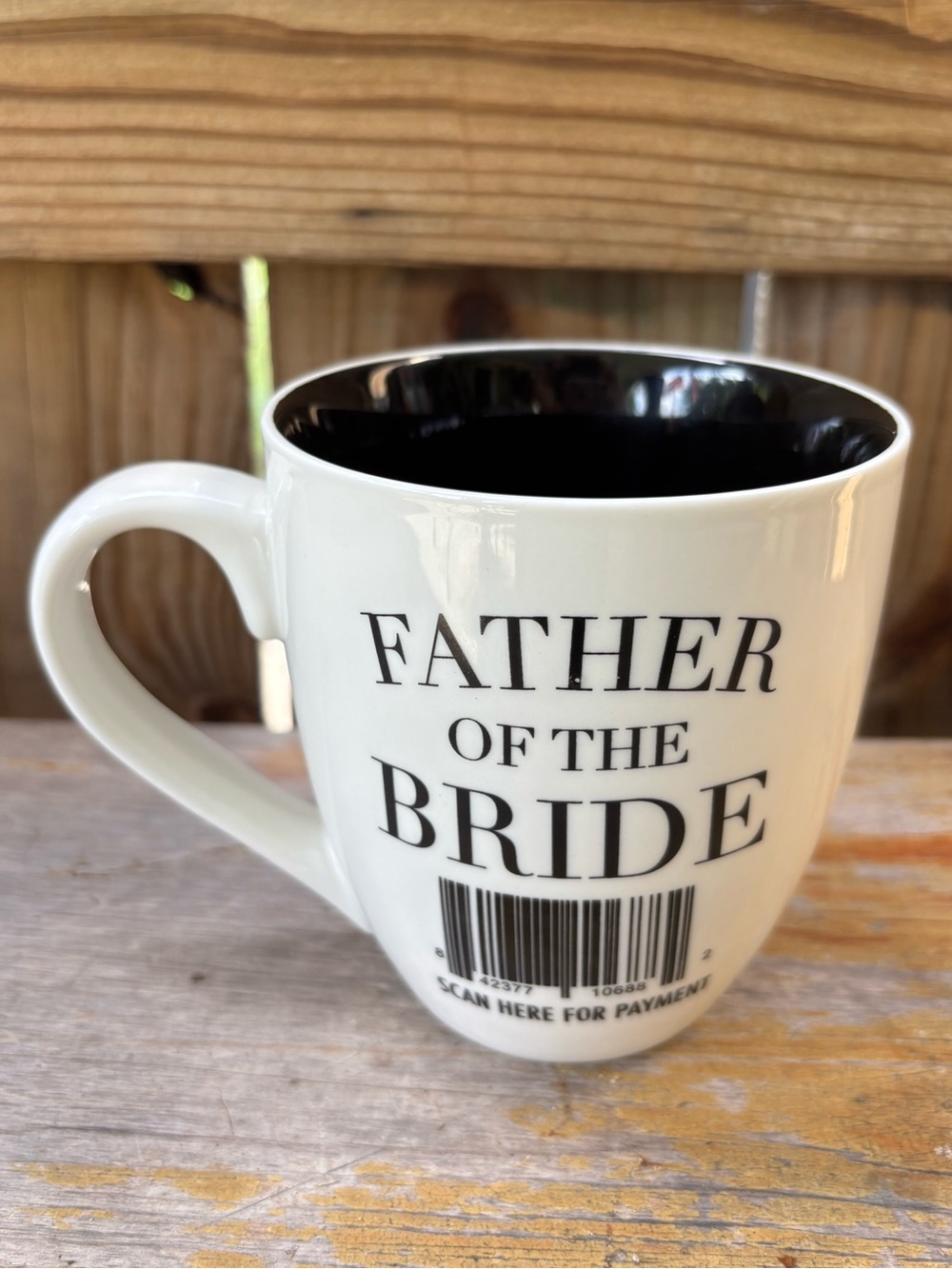 Mary Square Father of the Bride Scan Here For Payment Black & White Big 20oz Mug